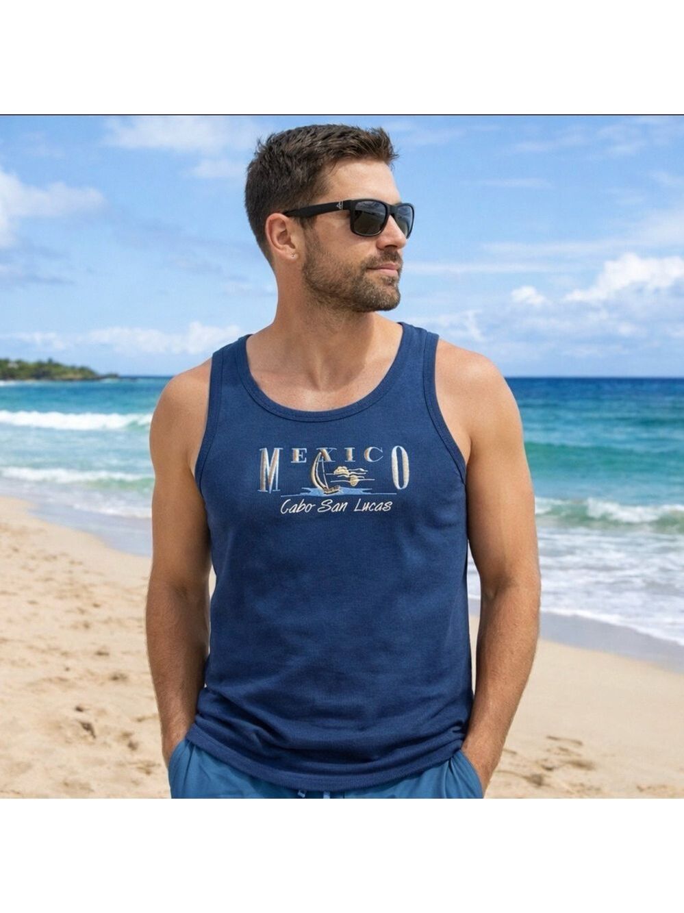 MEN CABO SAN LUCAS MEXICO BEACH VACATION RESORT TANK TOP GYM WORKOUT ACTIVEWEAR